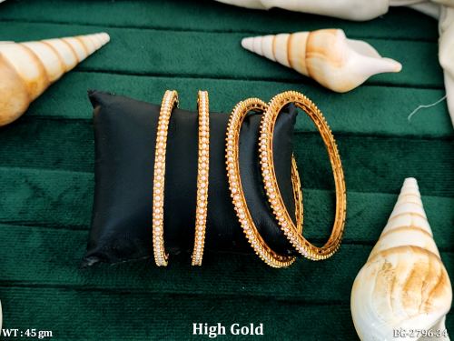 Pearl Antique Bangles with Stone Work Set of 4