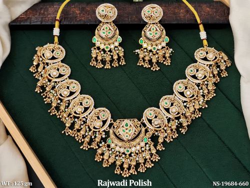 Rajwadi Finish Jewellery Set for Women in Green, photo 2 of 5