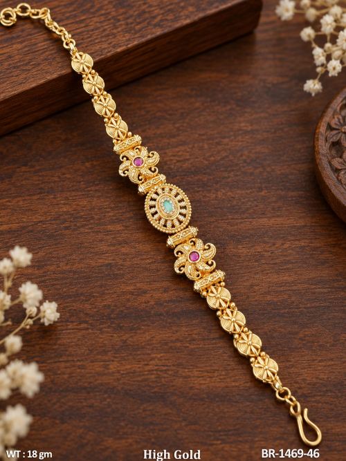 Classic Stone-Studded Antique Bracelet for Women in Mint Green Ruby, photo 2 of 4
