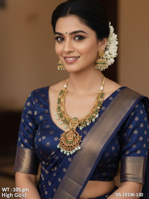 Pearl Necklace Set with Lakshmi Design
