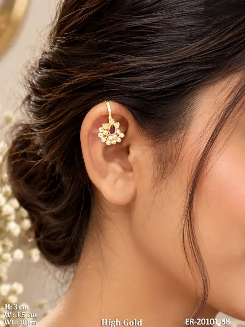 Stone-Studded Floral Bugadi Dangler Earrings