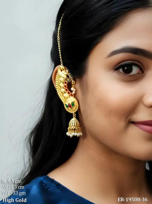 Peacock Stone-Studded Jhumka Earrings for Women