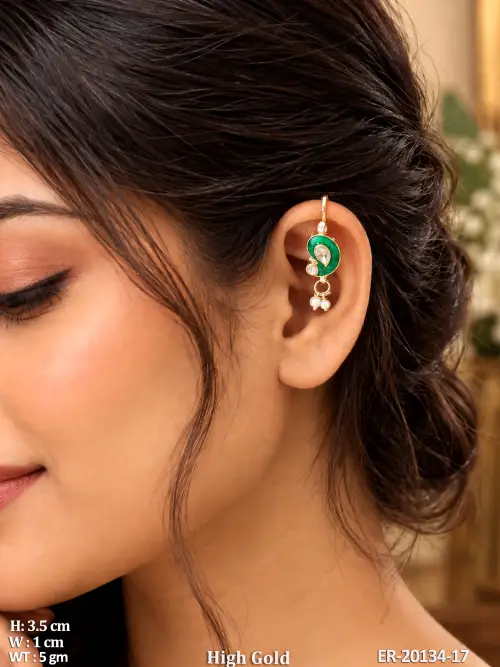 Traditional Meenakari Earrings With Kundan Pearl Detailing