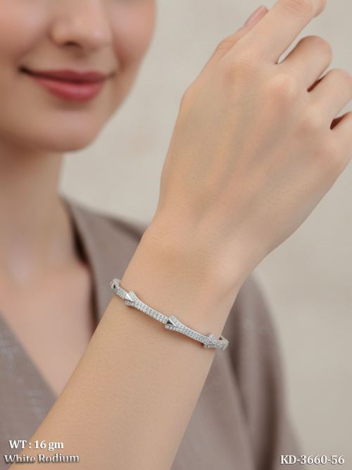 Elegant Arrow Design White Rhodium AD Kada