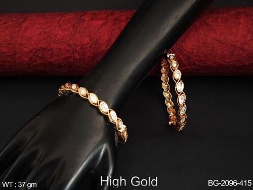 Classic White Kundan Bangles with Stone Work Set of 2