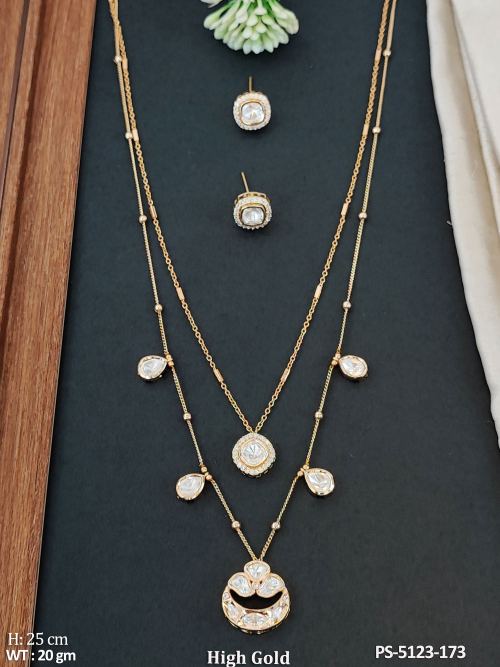 Traditional Stone-Studded Pendant Set for Women in White, photo 2 of 2
