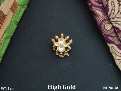 Fancy Design Party wear High Gold Beautiful Kundan Nath 