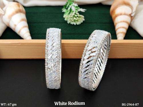 Bangles with Stone Work in White Finish Set of 2, photo 2 of 2