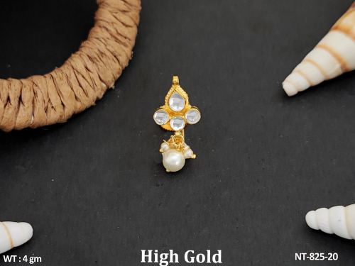 Kundan Jewellery High Gold Polish Fashionable Design Nath 