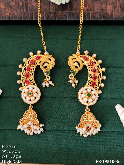 Antique Peacock Jhumka Earrings with Pearls