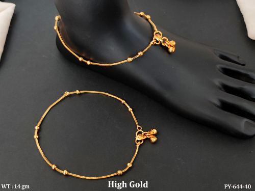 High Gold Simple Beaded Payal for Women 
