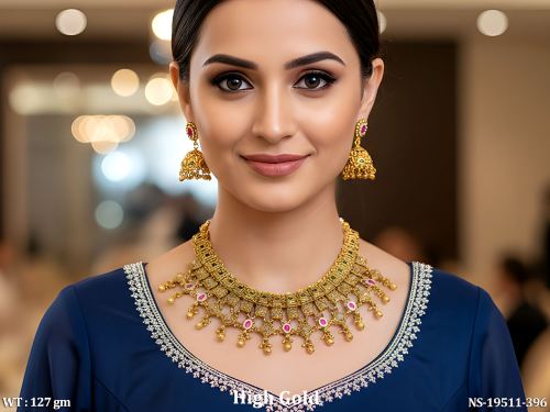 Temple Stone-Studded Jewellery Set