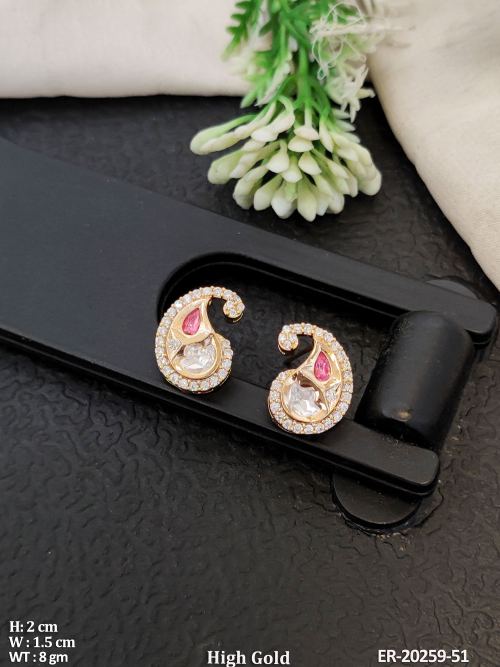 Kundan Earrings with Stone Work in Ruby, photo 3 of 4