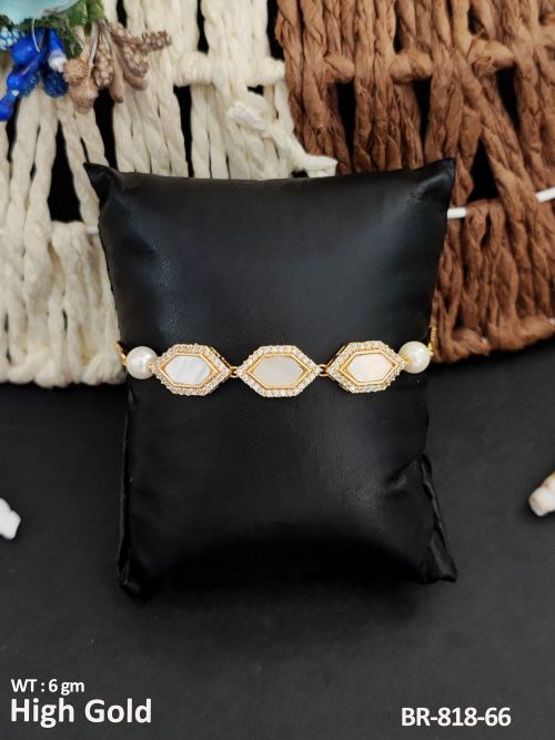 White Kundan Bracelet with Stone Work