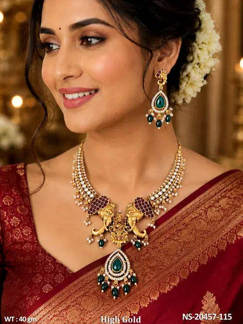 Fancy Antique High Gold Temple Jewellery Set