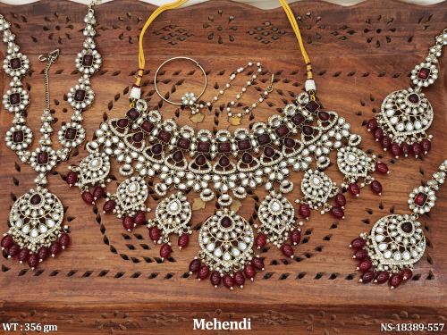 Bridal Kundan Necklace Set with Stone Work in Ruby, photo 4 of 5