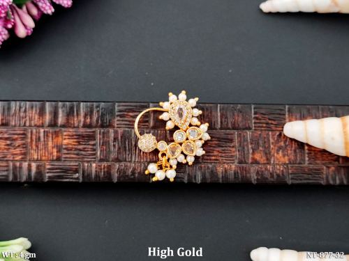 Beautiful High Gold Full Stone Paert wear Nath  