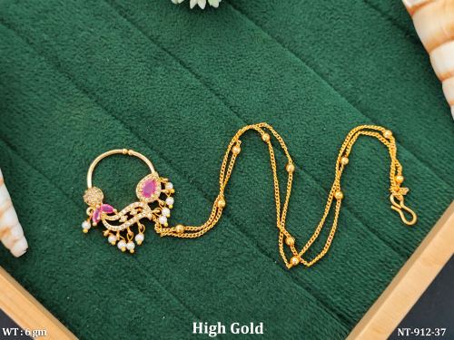 Ethnic Designer Nose Ring with Decorative Chain