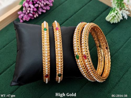 Graceful Stone-Studded Bangles Set of 4