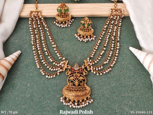 Necklace Set with Pearls in Rajwadi Finish