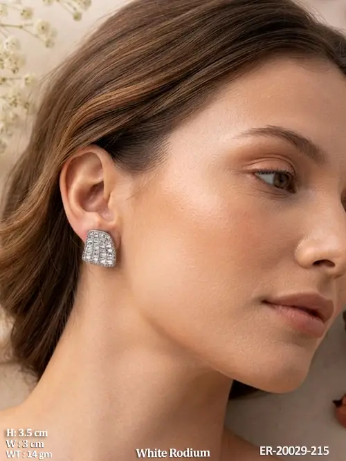 White Earrings with Crystals