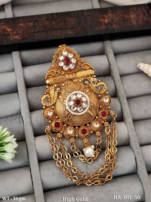 Kundan Stone-Studded Juda Hair Accessory, photo 2 of 3