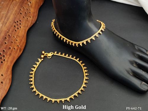 Beautiful Design High Gold Polish Full Stone Part Wear Payal   