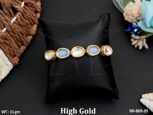 Classic Stone-Studded Kundan Bracelet for Women in Gray, photo 4 of 7