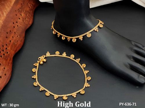 Antique High Gold Polish Fancy Full Stone Party wear Payal   