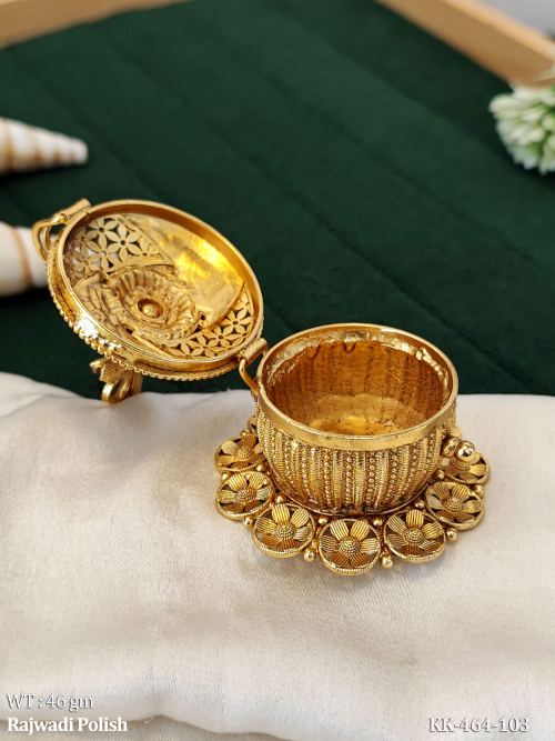 Floral Stone-Studded Kumkum Box, photo 3 of 4
