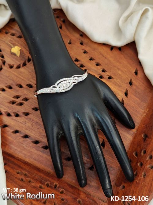 Classic Stone-Studded Kada in White Finish