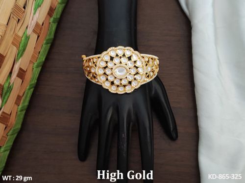 Party Wear Kundan Kada Bracelet for Women in White, photo 3 of 3