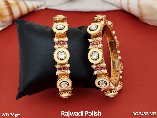 Bangles with Stone Work in Rajwadi Finish Set of 2