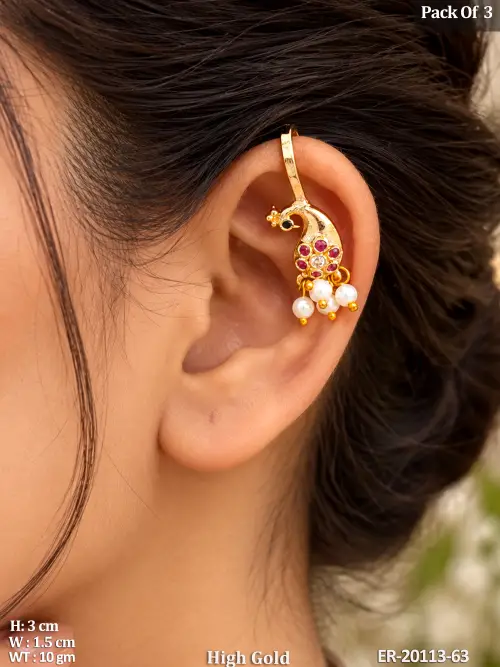 Designer Peacock Dangle Earrings with Pearls