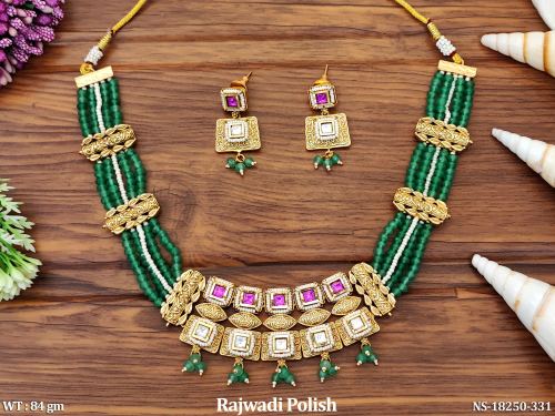 Rajwadi Finish Stone-Studded Jewellery Set for Women