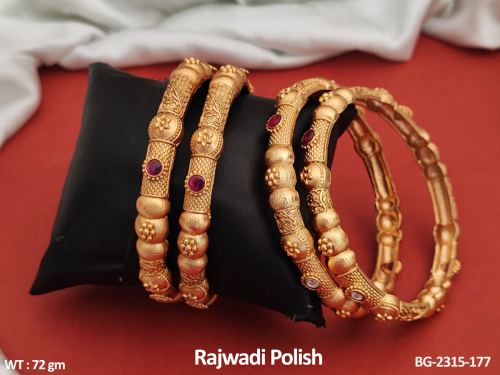 Party Wear Rajwadi Finish Bangles for Women Set of 4