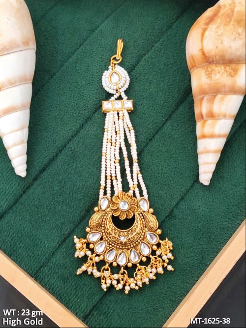 Kundan Designer High Gold Polish Fancy Maang Tikka  