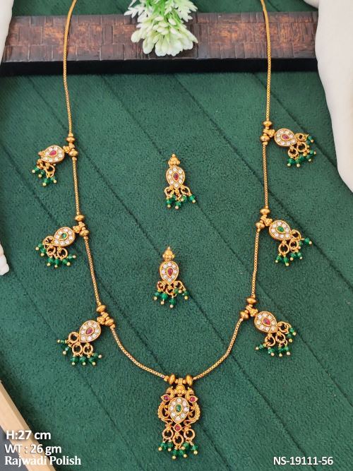 Rajwadi Finish Pearl Necklace Set with Earrings