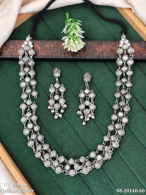 Beaded Necklace Set in Oxidised Finish for Women, photo 2 of 3