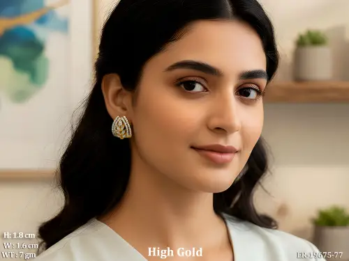 Daily Wear Earrings with Stone Work