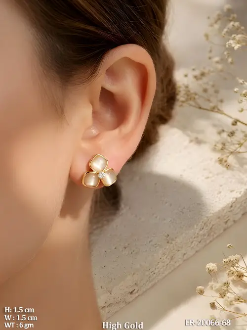 Premium Floral Gemstone Stud Earrings
