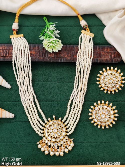 Long Multi-Strand Bead Necklace Set with Studs in Pearl, photo 2 of 5