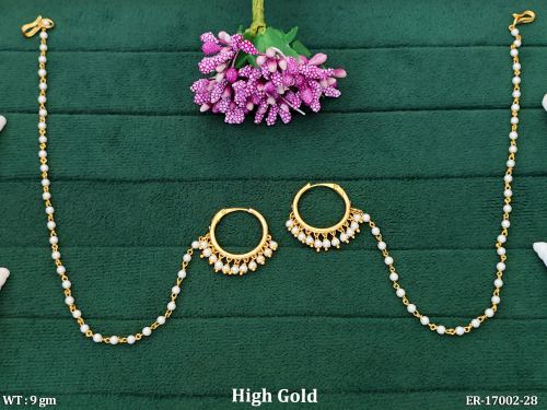 Antique Pearl Bali Earrings with Kaan Chain