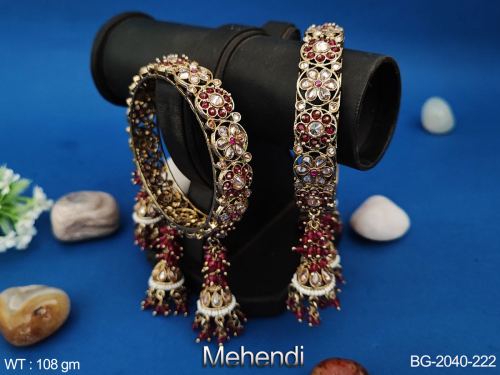 Antique Bangles in Mehendi Finish Set of 2