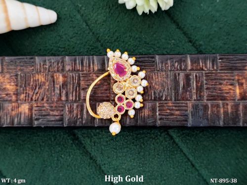 Ethnic Floral Motif Antique Nath Pearl Hanging