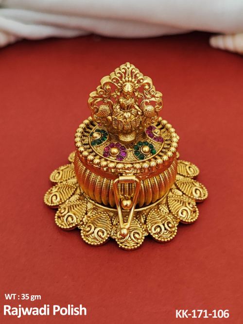 South Indian Sindoor Box with Stone Work in Rajwadi Finish
