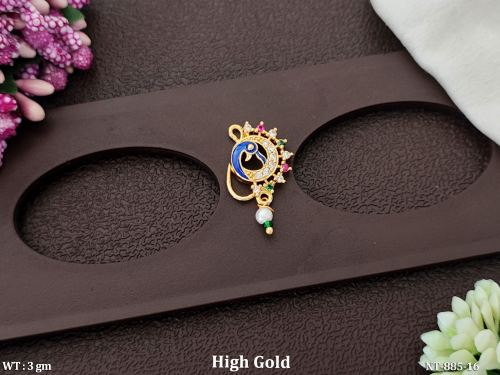 Antique Design High Gold Polish Party Wear Nath  