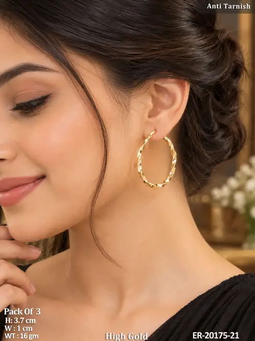 Stylish High Gold Anti Tarnish Earrings