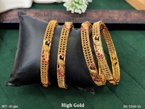 Stone-Studded Peacock Bangles Set of 4, photo 2 of 3