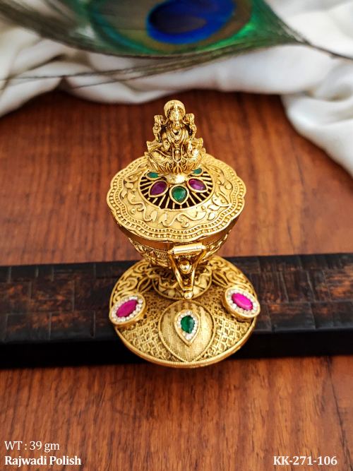 Temple Jewellery Rajwadi Polish Full Stone Sindoor Box  